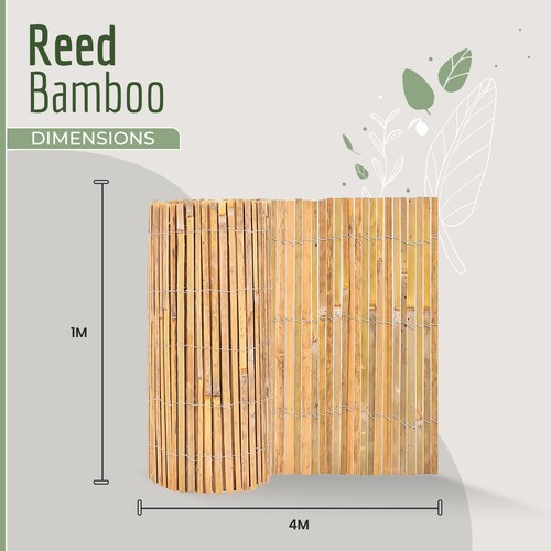 Bamboo slat fence screen - bamboo, roll